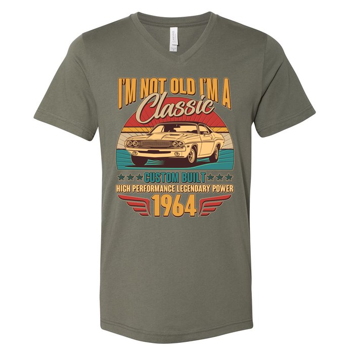 Vintage Retro Im Not Old Im A Classic 1964 60th Birthday Classic Car Lover V-Neck T-Shirt