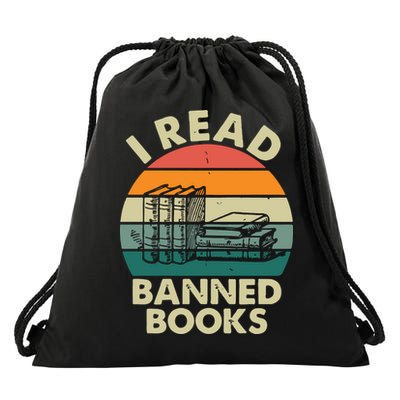 VINTAGE RETRO I READ BANNED BOOKS Drawstring Bag