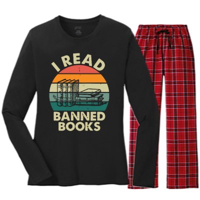 VINTAGE RETRO I READ BANNED BOOKS Women's Long Sleeve Flannel Pajama Set 