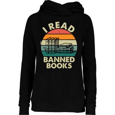 VINTAGE RETRO I READ BANNED BOOKS Womens Funnel Neck Pullover Hood