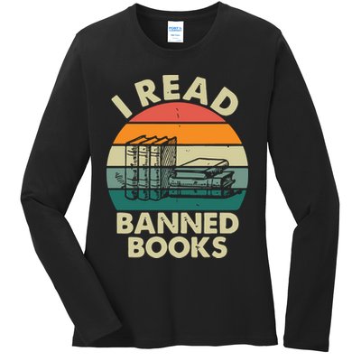 VINTAGE RETRO I READ BANNED BOOKS Ladies Long Sleeve Shirt