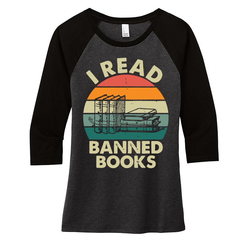 VINTAGE RETRO I READ BANNED BOOKS Women's Tri-Blend 3/4-Sleeve Raglan Shirt