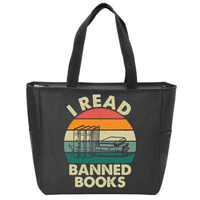 VINTAGE RETRO I READ BANNED BOOKS Zip Tote Bag
