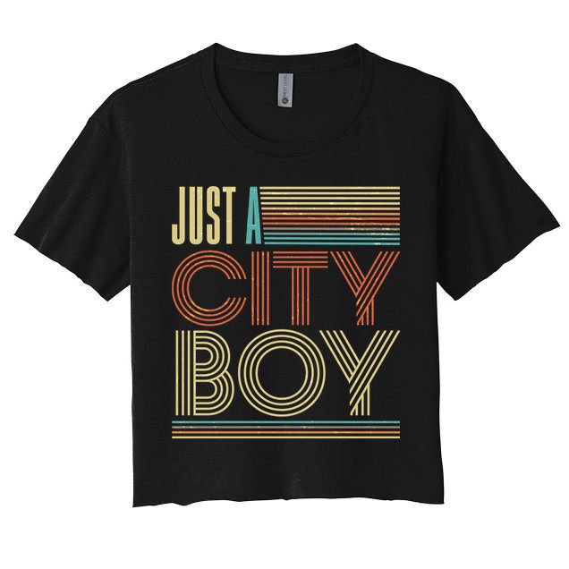 Vintage Retro Just A CityBoy Crop Top