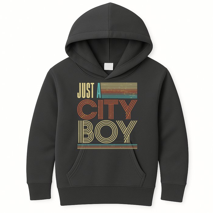 Vintage Retro Just A CityBoy Kids Hoodie
