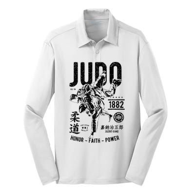 Vintage Retro Judo Silk Touch Performance Long Sleeve Polo