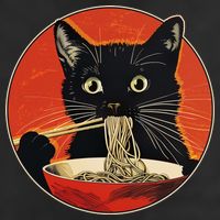 Vintage Retro Japanese Ramen Cat Neko Garment-Dyed Heavyweight T-Shirt
