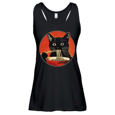 Vintage Retro Japanese Ramen Cat Neko Ladies Essential Flowy Tank