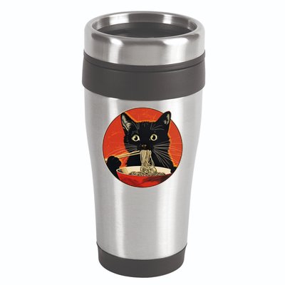 Vintage Retro Japanese Ramen Cat Neko 16oz Travel Tumbler