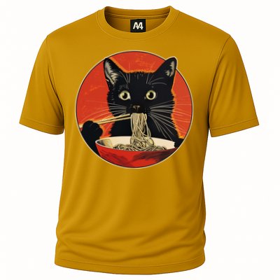 Vintage Retro Japanese Ramen Cat Neko Performance Shirt