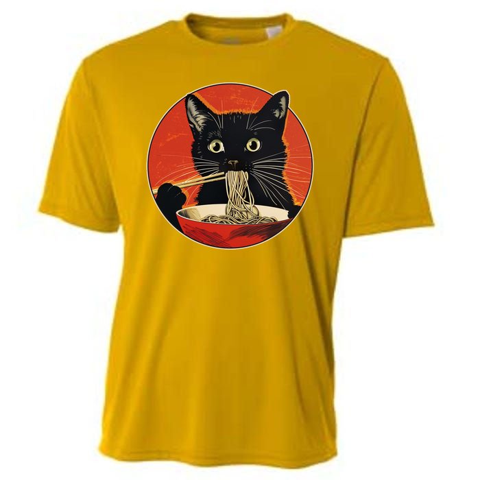 Vintage Retro Japanese Ramen Cat Neko Cooling Performance Crew T-Shirt