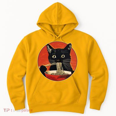 Vintage Retro Japanese Ramen Cat Neko Hoodie