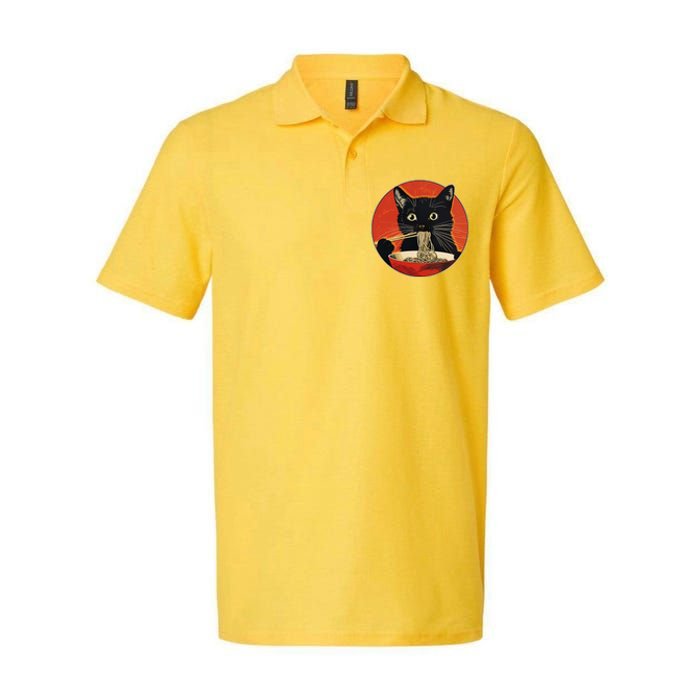 Vintage Retro Japanese Ramen Cat Neko Softstyle Adult Sport Polo