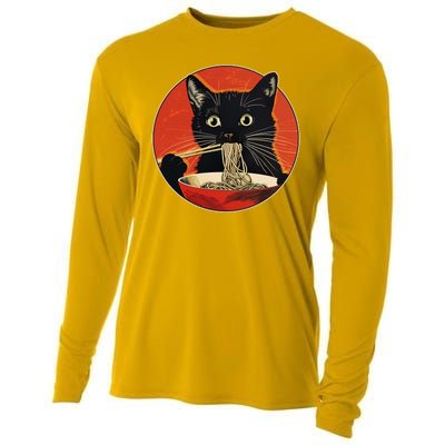 Vintage Retro Japanese Ramen Cat Neko Cooling Performance Long Sleeve Crew