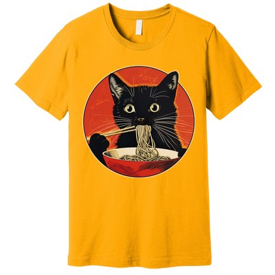 Vintage Retro Japanese Ramen Cat Neko Premium T-Shirt