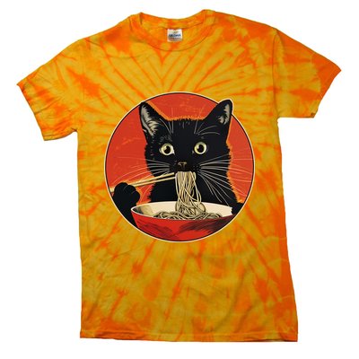 Vintage Retro Japanese Ramen Cat Neko Tie-Dye T-Shirt