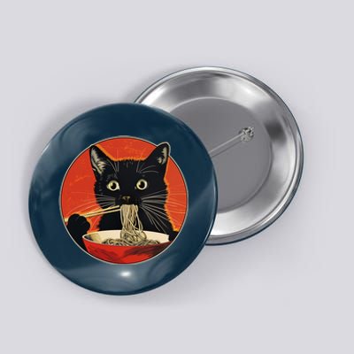 Vintage Retro Japanese Ramen Cat Neko Button