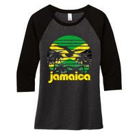 Vintage Retro Jamaica Flag Jamaican 70's 80's Women's Tri-Blend 3/4-Sleeve Raglan Shirt