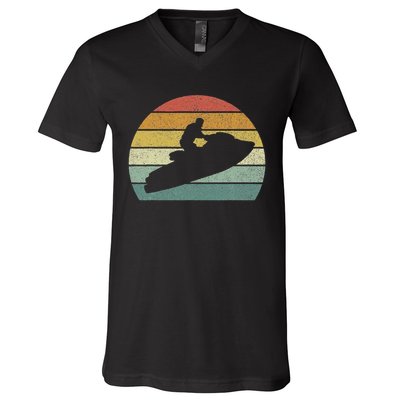 Vintage Retro Jet Ski Athletic Beach Summer Sports Jet Ski V-Neck T-Shirt