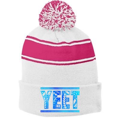 Vintage Retro Jey Yeet Ww Stripe Pom Pom Beanie