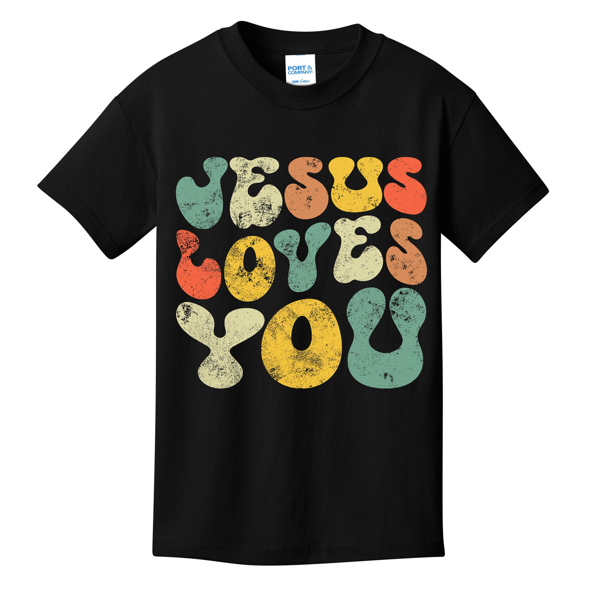 Vintage Retro Jesus Loves You Christian Kids T-Shirt