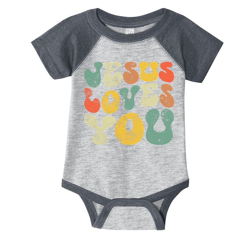Vintage Retro Jesus Loves You Christian Infant Baby Jersey Bodysuit