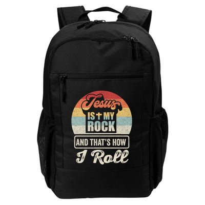 Vintage Retro Jesus Is My Rock And This Is How I Roll Gift Backpack