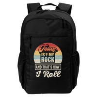 Vintage Retro Jesus Is My Rock And This Is How I Roll Gift Backpack