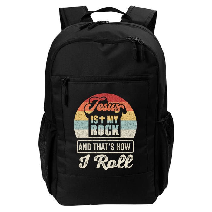 Vintage Retro Jesus Is My Rock And This Is How I Roll Gift Backpack