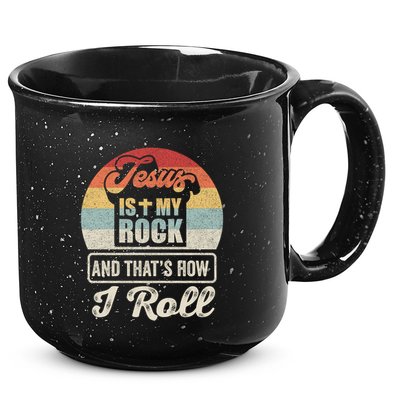 Vintage Retro Jesus Is My Rock And This Is How I Roll Gift 15oz Campfire Ceramic Mug
