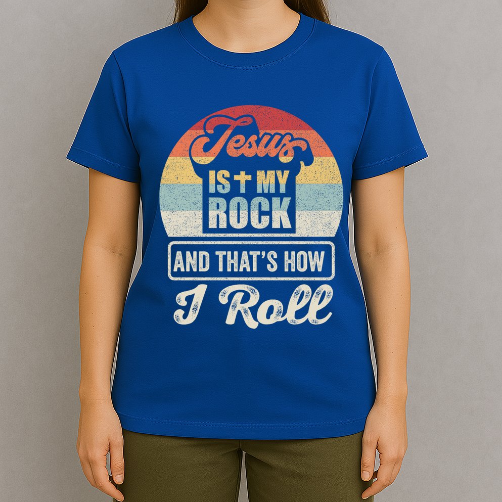 Vintage Retro Jesus Is My Rock And This Is How I Roll Gift T-Shirt