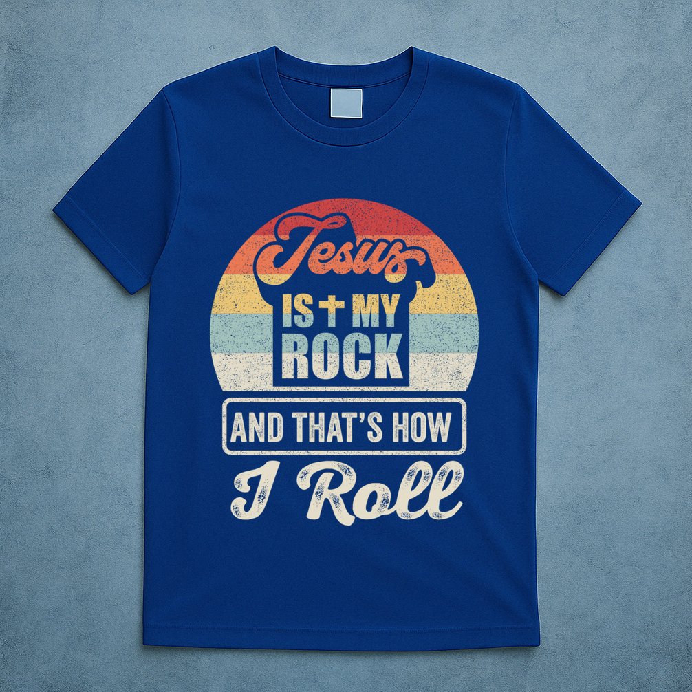 Vintage Retro Jesus Is My Rock And This Is How I Roll Gift T-Shirt