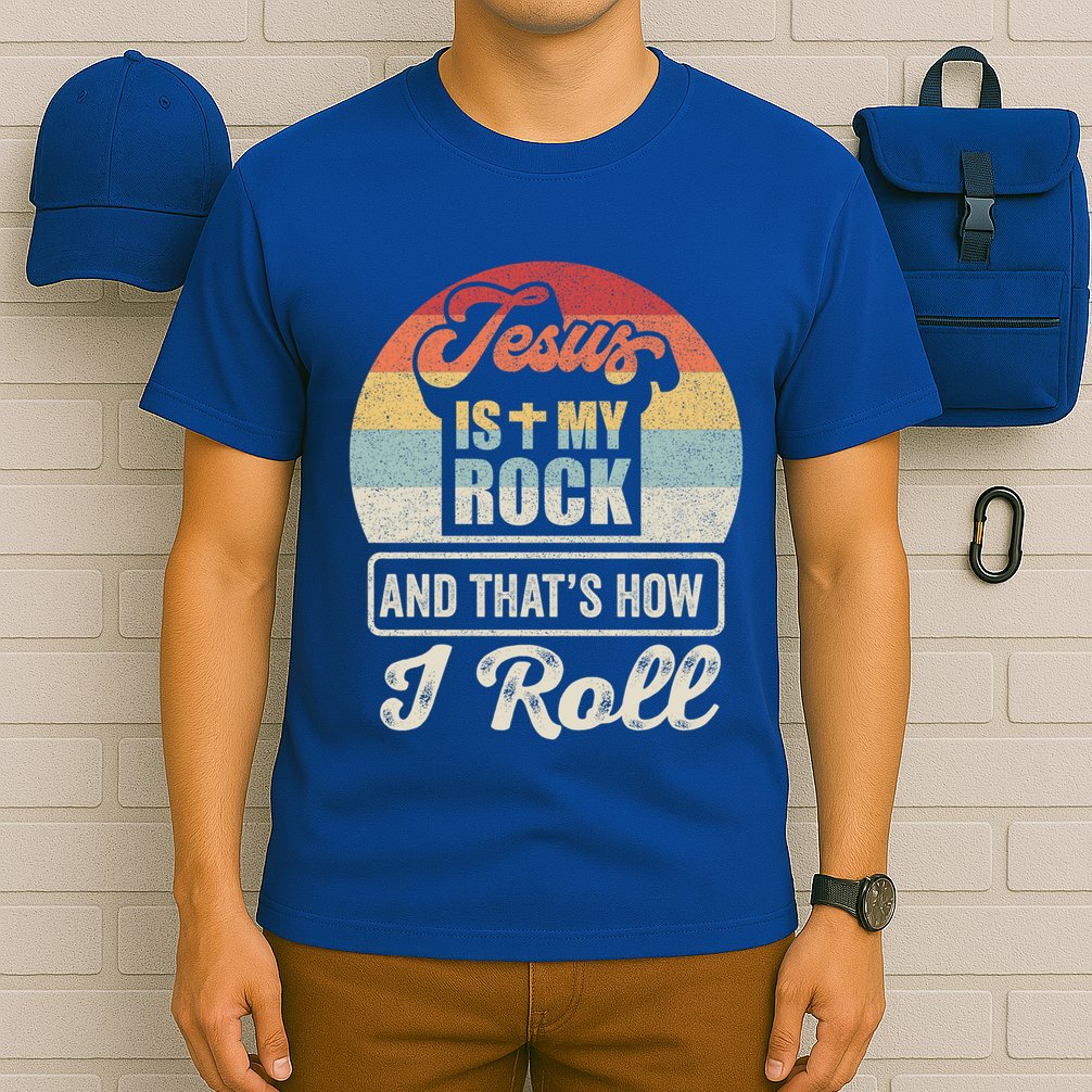 Vintage Retro Jesus Is My Rock And This Is How I Roll Gift T-Shirt