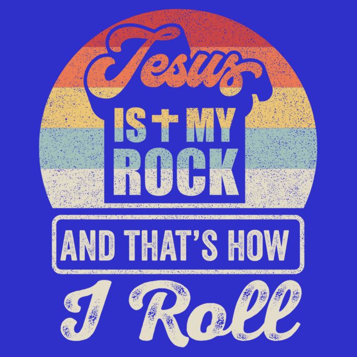 Vintage Retro Jesus Is My Rock And This Is How I Roll Gift Button