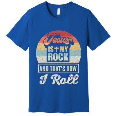 Vintage Retro Jesus Is My Rock And This Is How I Roll Gift Premium T-Shirt