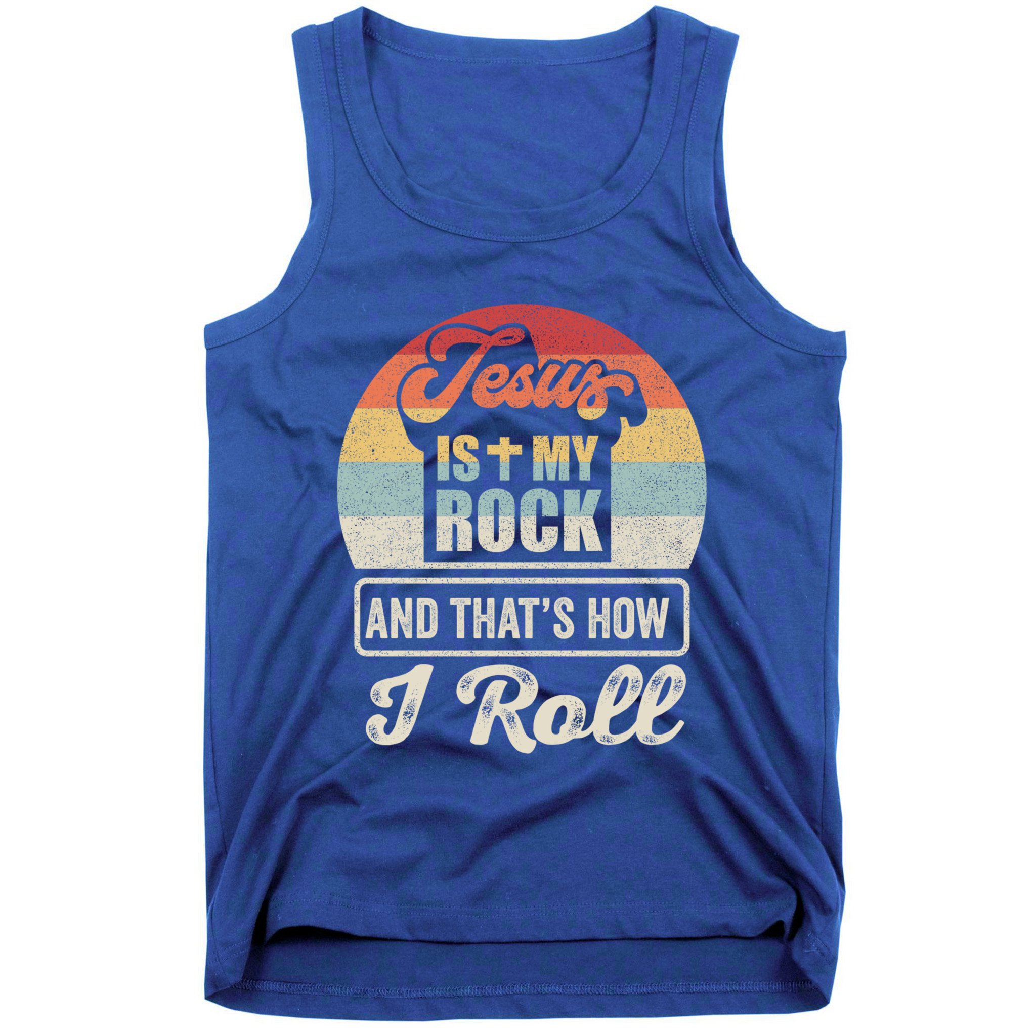 Vintage Retro Jesus Is My Rock And This Is How I Roll Gift Tank Top