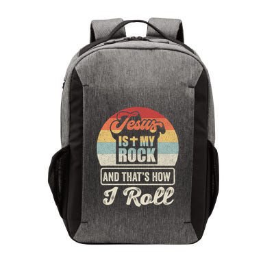 Vintage Retro Jesus Is My Rock And This Is How I Roll Gift Vector Backpack