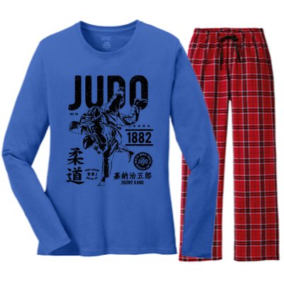 Vintage Retro Judo Gift Women's Long Sleeve Flannel Pajama Set 