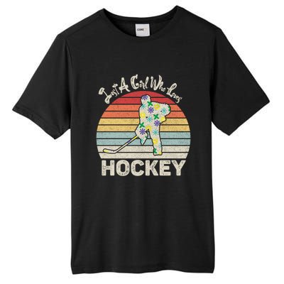 Vintage Retro Just A Who Loves Hockey Gift Tall Fusion ChromaSoft Performance T-Shirt