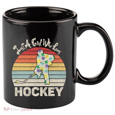 Vintage Retro Just A Who Loves Hockey Gift 11oz C Handle Ceramic Mug
