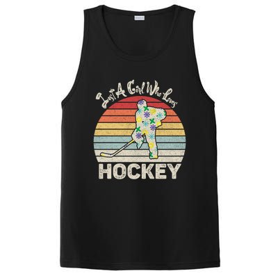 Vintage Retro Just A Who Loves Hockey Gift PosiCharge Competitor Tank