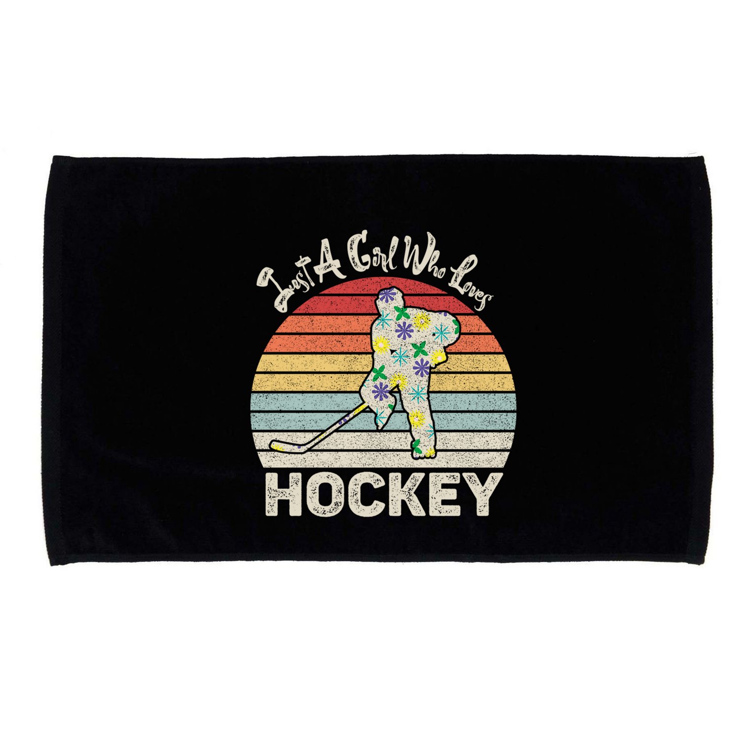 Vintage Retro Just A Who Loves Hockey Gift Microfiber Hand Towel