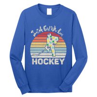 Vintage Retro Just A Who Loves Hockey Gift Long Sleeve Shirt