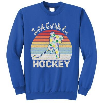 Vintage Retro Just A Who Loves Hockey Gift Sweatshirt