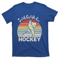 Vintage Retro Just A Who Loves Hockey Gift T-Shirt