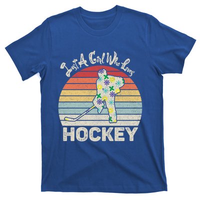 Vintage Retro Just A Who Loves Hockey Gift T-Shirt