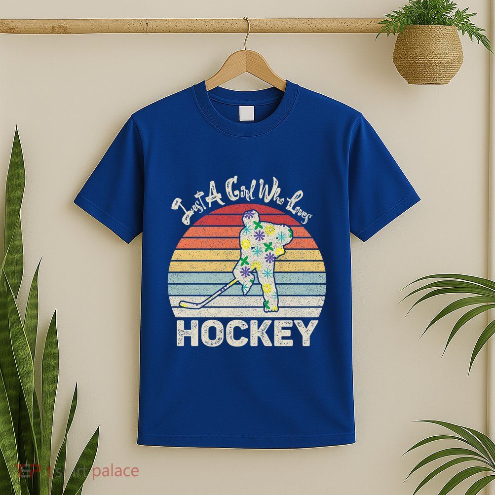 Vintage Retro Just A Who Loves Hockey Gift T-Shirt