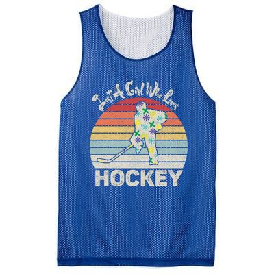 Vintage Retro Just A Who Loves Hockey Gift Mesh Reversible Basketball Jersey Tank