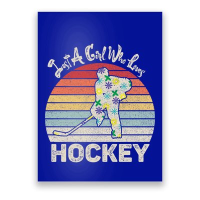 Vintage Retro Just A Who Loves Hockey Gift Poster