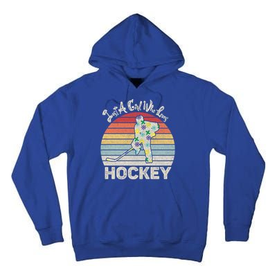 Vintage Retro Just A Who Loves Hockey Gift Tall Hoodie